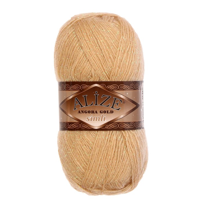 

Пряжа ALIZE Angora Gold Simli, 500 мх100 г, 95 светло-бежевая, Бежевый, Angora Gold Simli