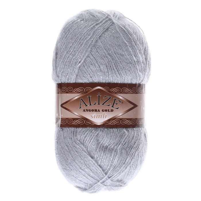

Пряжа ALIZE Angora Gold Simli, 500 мх100 г, 21 серая, Серый, Angora Gold Simli