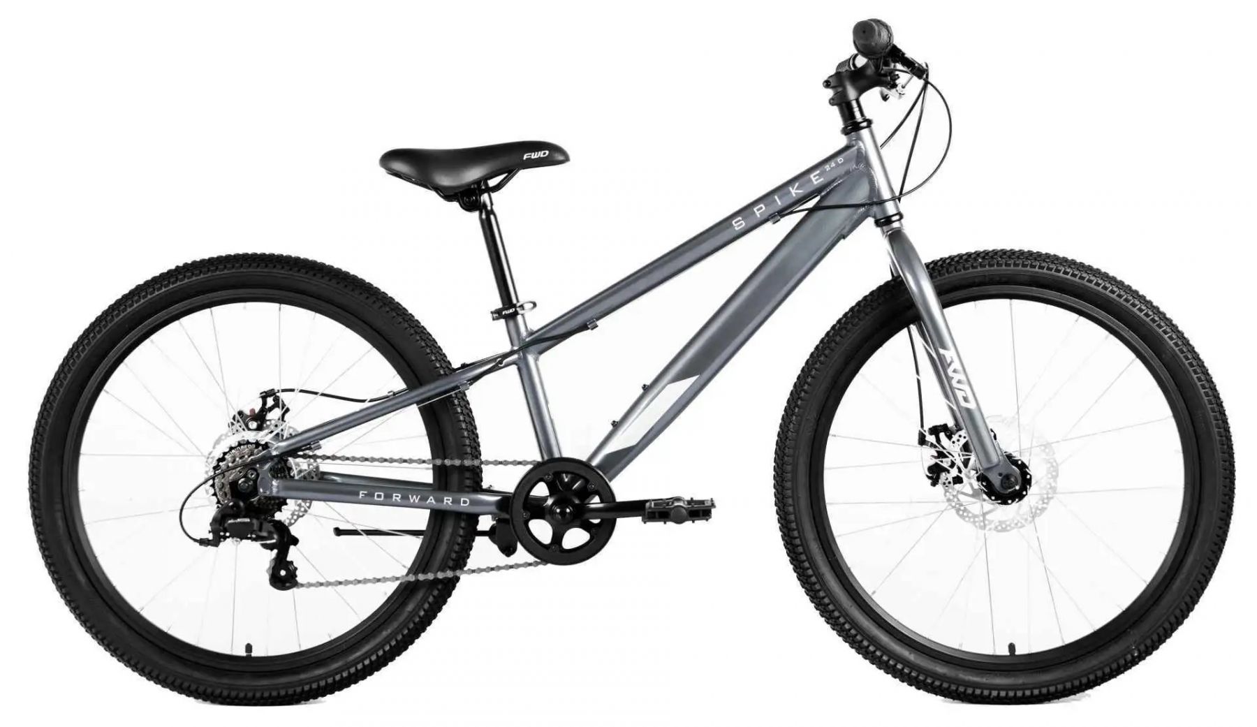 Велосипед FORWARD SPIKE D 24 7ск. 2023 Цвет серый-серебр. сумка велосипедная zefal z adventure c2 на раму 2 5l 2023 7092