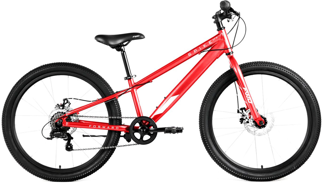Велосипед FORWARD SPIKE D 24  7ск 2023 Цвет красный-белый сумка велосипедная zefal z adventure c3 на раму 3 3l 2023 7093