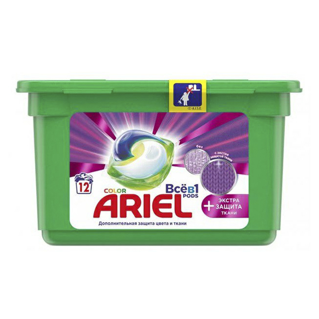 фото Капсулы для стирки ariel pods color все в 1 + экстра защита ткани 25,2 г х 12 шт