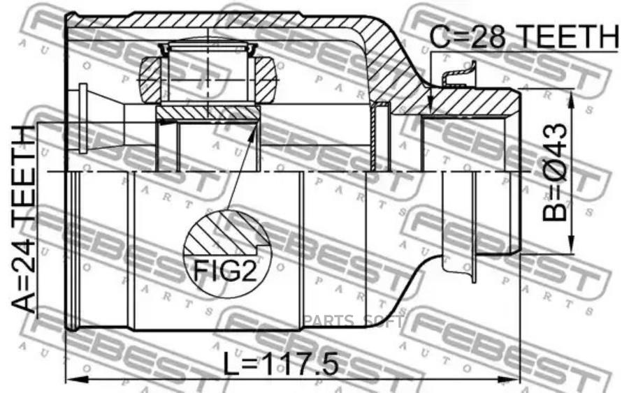 

Шрус Внутренний Правый 24X43x28 Febest арт. 2211-CARNRH
