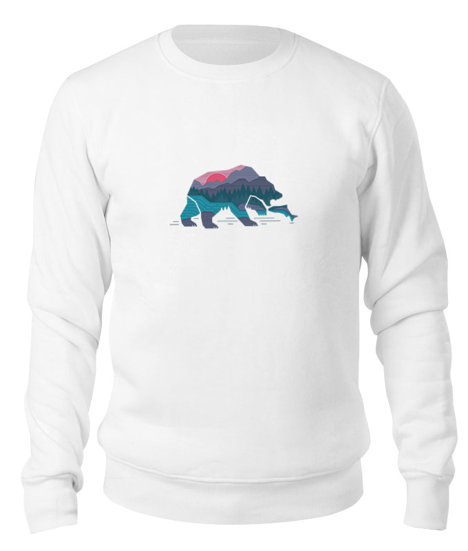 Свитшот унисекс Printio Медведь на рыбалке белый XL