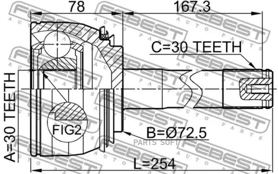 

FEBEST ШРУС внеш.TOYOTA LAND CRUISER 100 HDJ101UZJ100 1998-2007 FEBEST 0110-074
