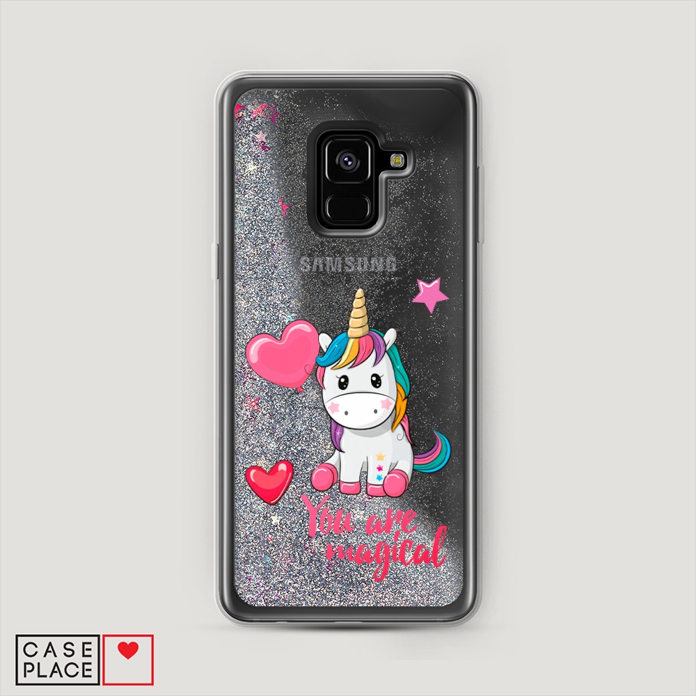 

Жидкий чехол с блестками "Волшебная единорожка" на Samsung Galaxy A8 2018, 25491-1