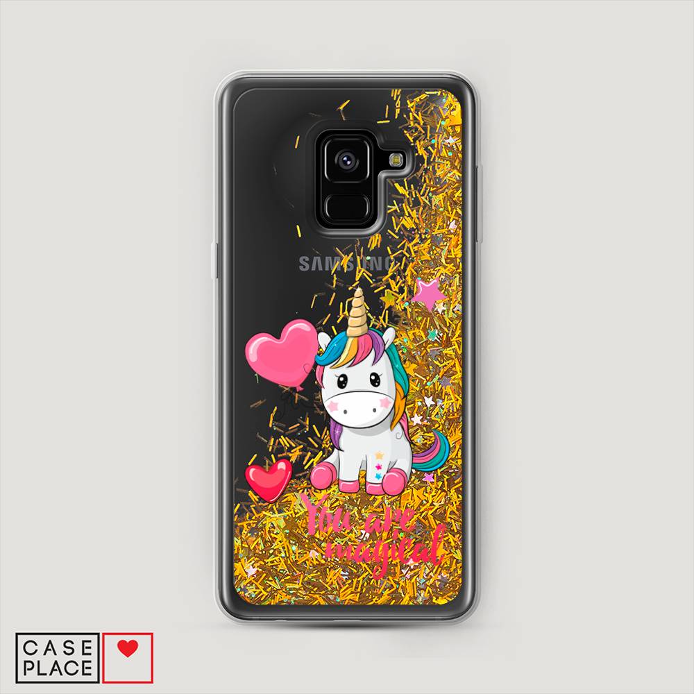 

Жидкий чехол с блестками "Волшебная единорожка" на Samsung Galaxy A8 2018