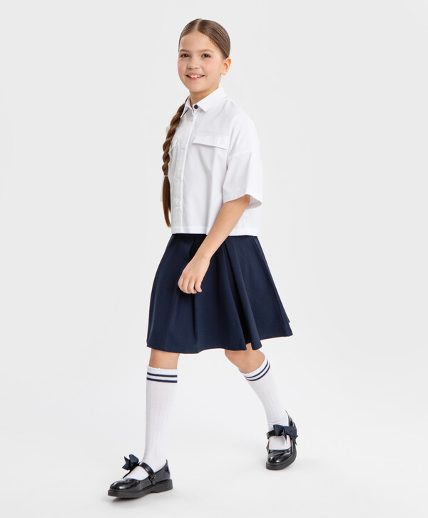 

Блузка оверсайз с коротким рукавом белая Button Blue (158), Белый, 224BBGS22170200