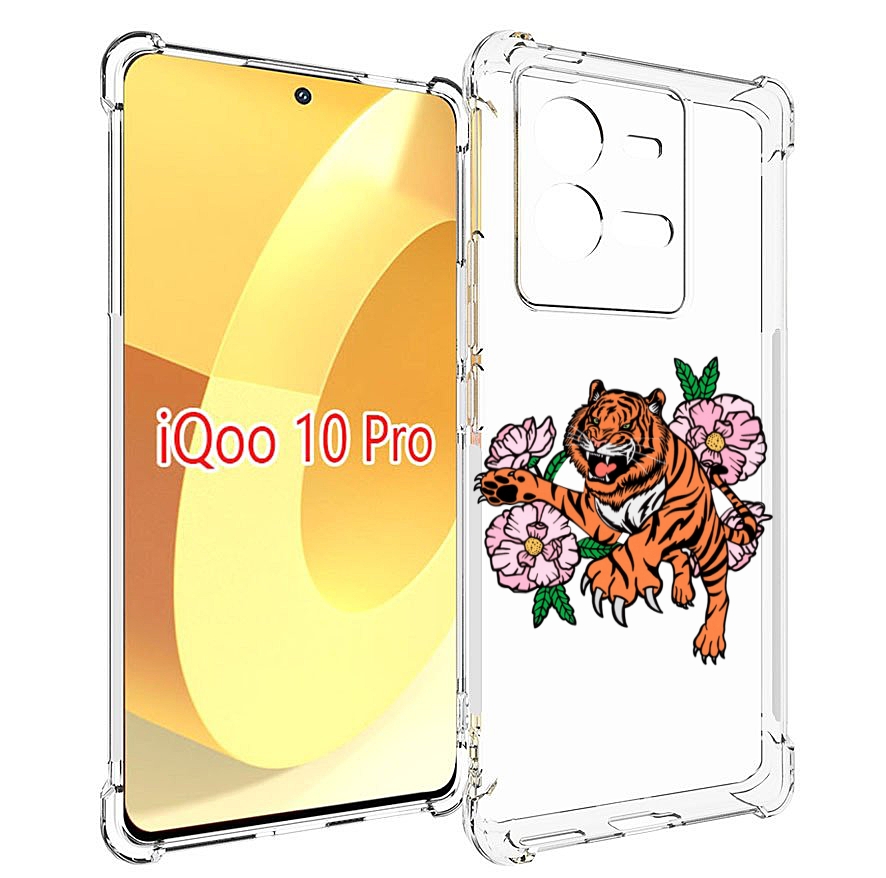 

Чехол MyPads тигры-цветочные для Vivo iQOO 10 Pro, Прозрачный, Tocco