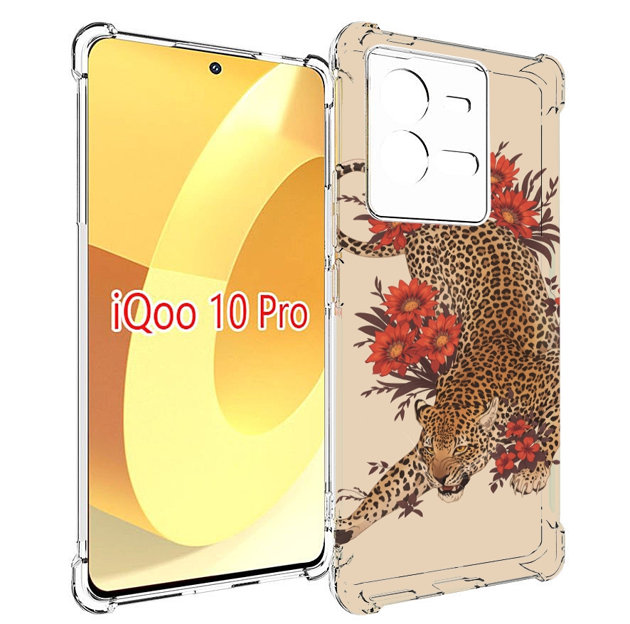

Чехол MyPads тигр-из-цветов для Vivo iQOO 10 Pro, Прозрачный, Tocco