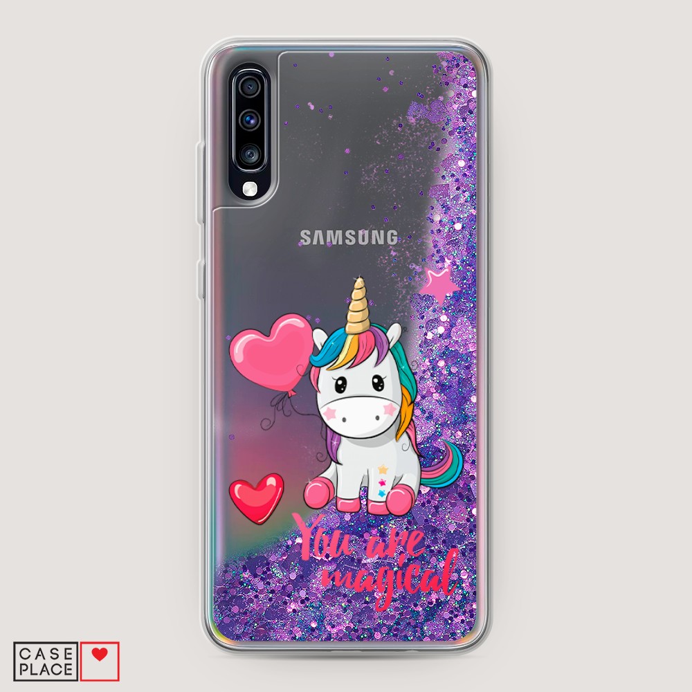 

Жидкий чехол с блестками "Волшебная единорожка" на Samsung Galaxy A70, 28192-1