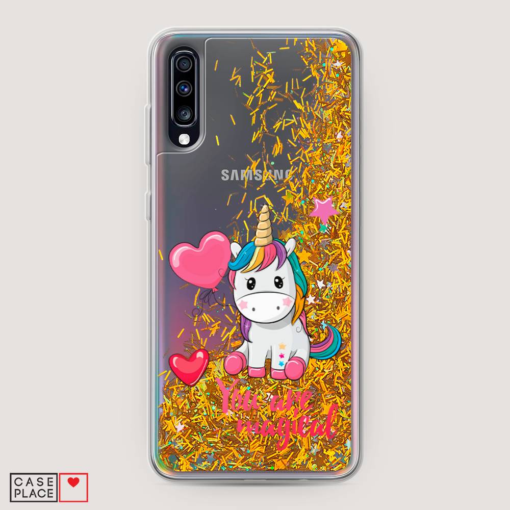 

Жидкий чехол с блестками "Волшебная единорожка" на Samsung Galaxy A70, 28190-1