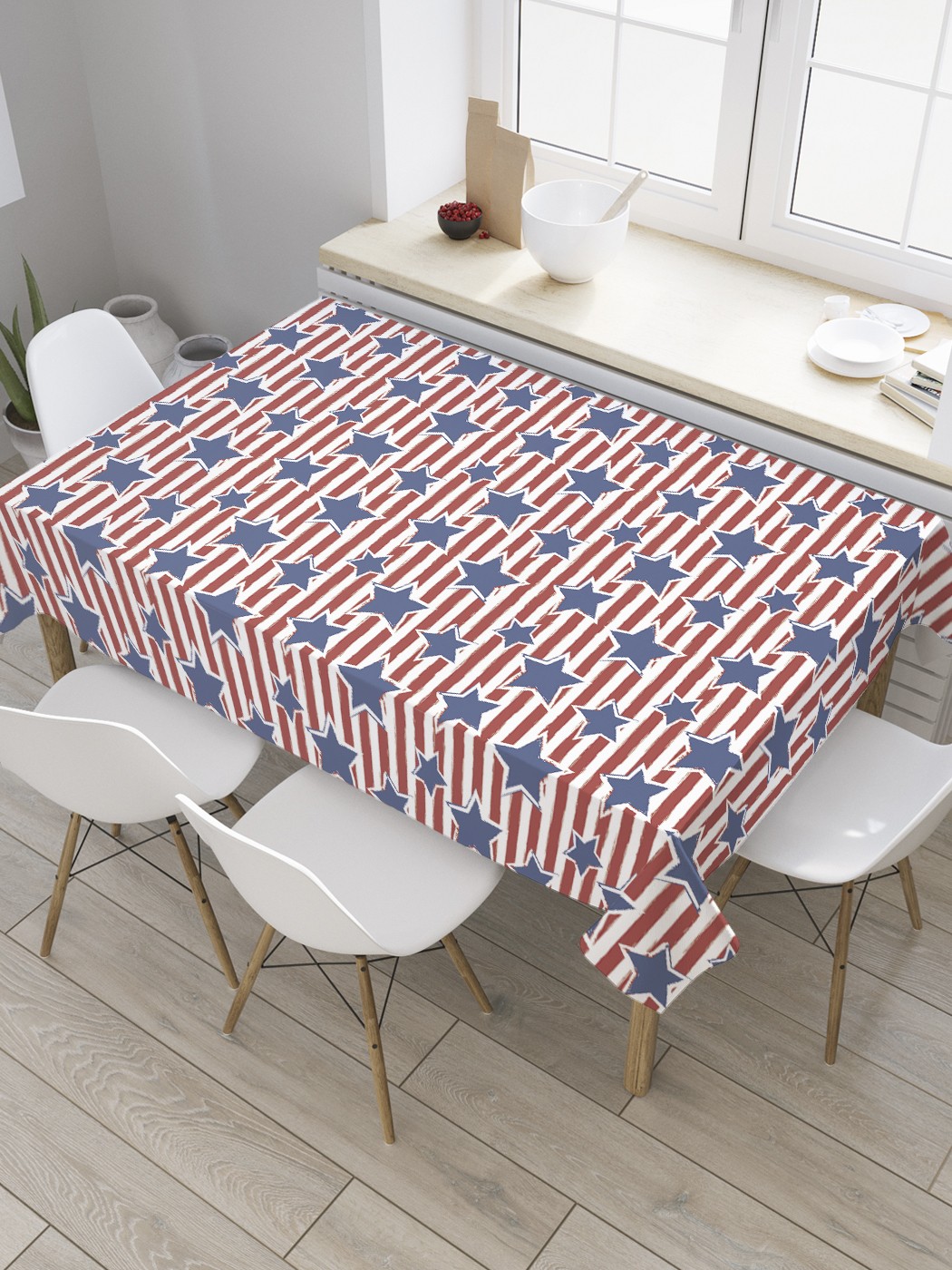 

Скатерть прямоугольная JoyArty "Американские звезды на полосах гранж" 120x145 см, Синий, Американские звезды на полосах гранж