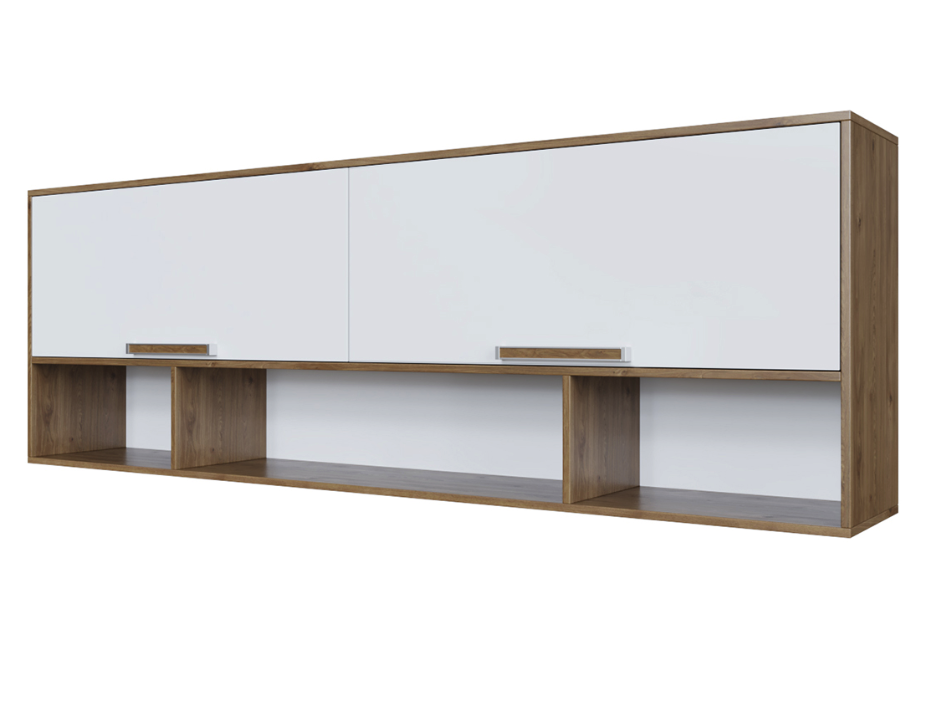 SV-Мебель Полка навесная над кроватью ГАРВАРД (Гикори темный / Белый)