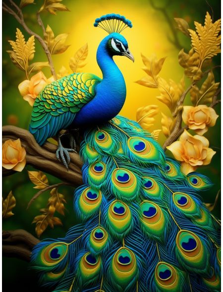 

Алмазная мозаика без подрамника Павлин, 50x40 см, 50 цветов, 67365, РА-463