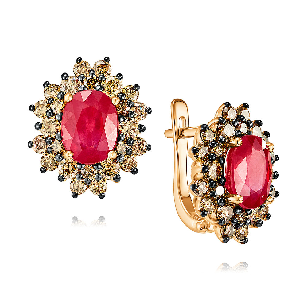 

Серьги из желтого золота с рубином/бриллиантом ADAMAS 24039889/01-А55ДЧ-485, 24039889/01-А55ДЧ-485