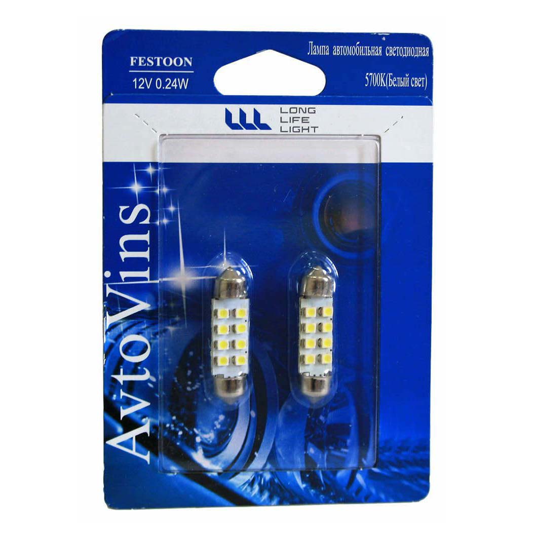 фото Лампа avtovins светодиодная автомобильная c5w 8smd 3528-36 мм avto vins