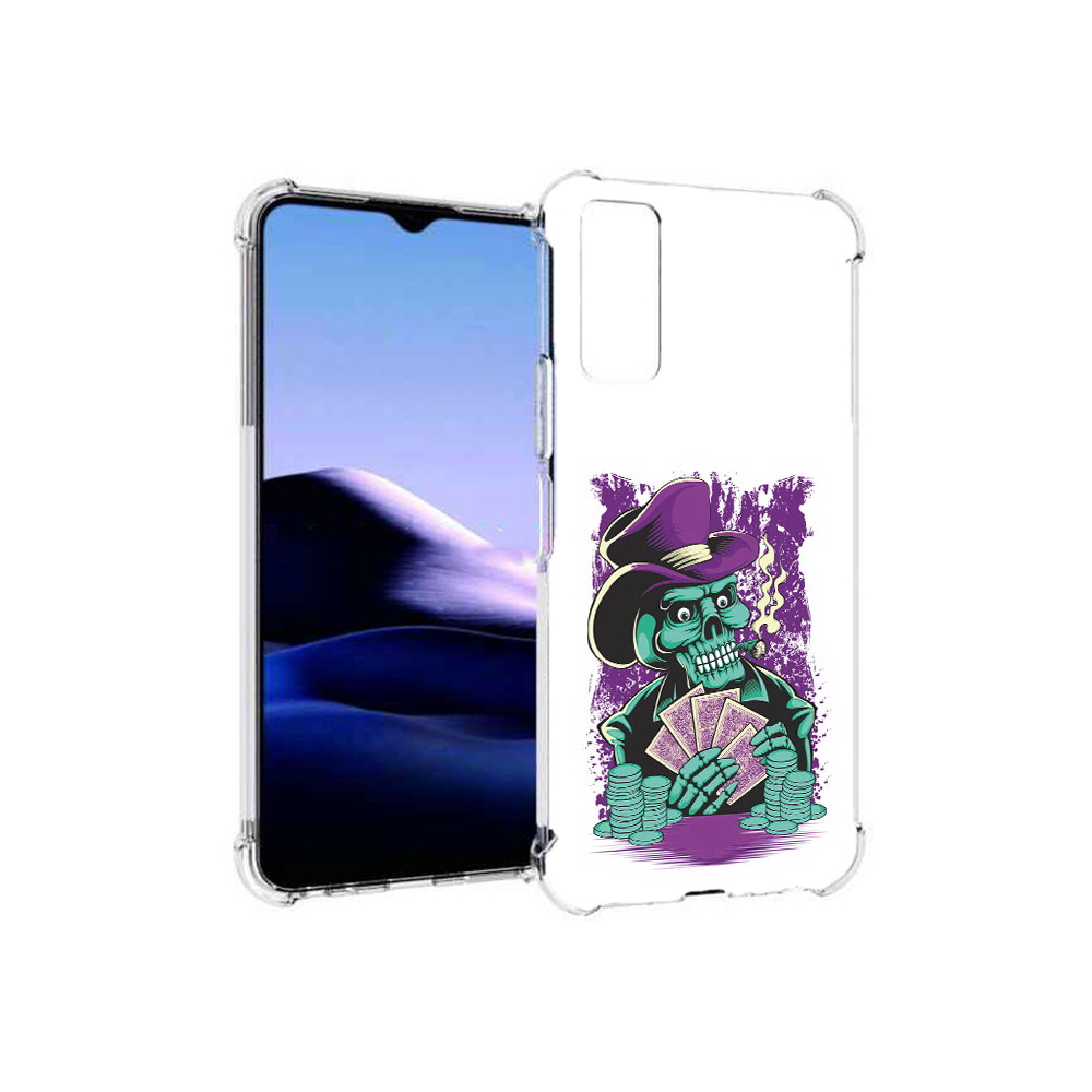 

Чехол MyPads Tocco для Vivo Y20 зеленый череп с картами (PT154038.379.361), Прозрачный, Tocco