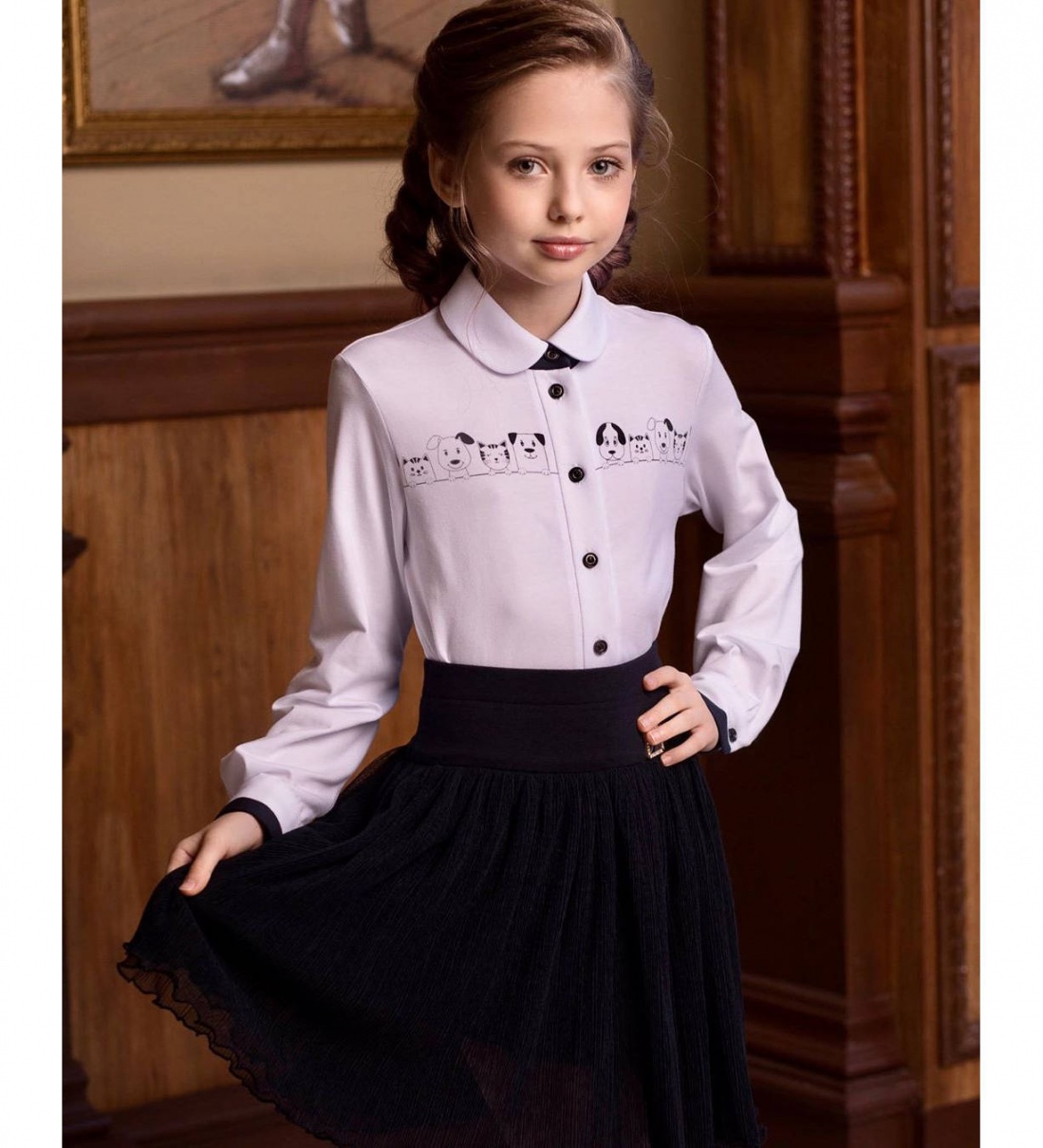 

Блузка для девочек Розовый Какаду цв. белый р-р. 134, 20317