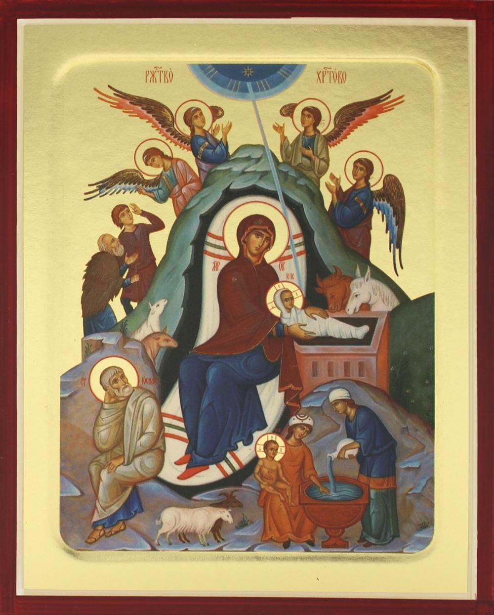 

Икона Рождества Христова на дереве.