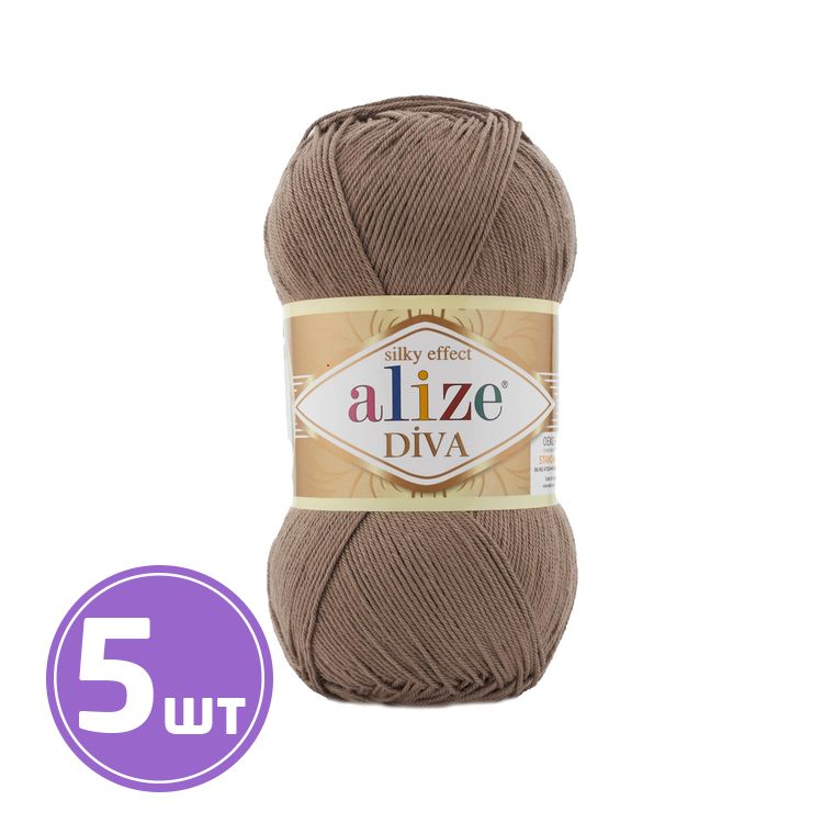 

Пряжа ALIZE Diva Silk effekt 688, какао, 5 шт. по 100 г, Коричневый