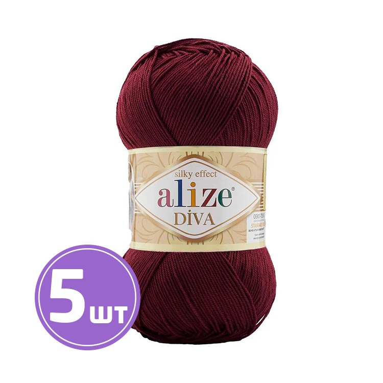 

Пряжа ALIZE Diva Silk effekt 538, вишневый, 5 шт. по 100 г, Красный