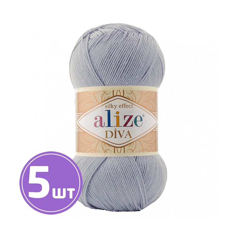 

Пряжа ALIZE Diva Silk effekt 362, ангора, 5 шт. по 100 г, Серый