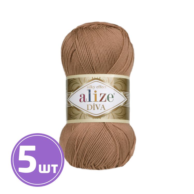 

Пряжа ALIZE Diva Silk effekt 261, резеда, 5 шт. по 100 г, Коричневый