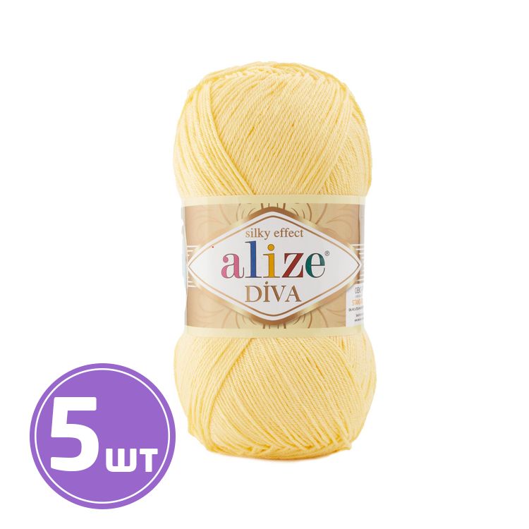 

Пряжа ALIZE Diva Silk effekt 187, светло-желтый, 5 шт. по 100 г