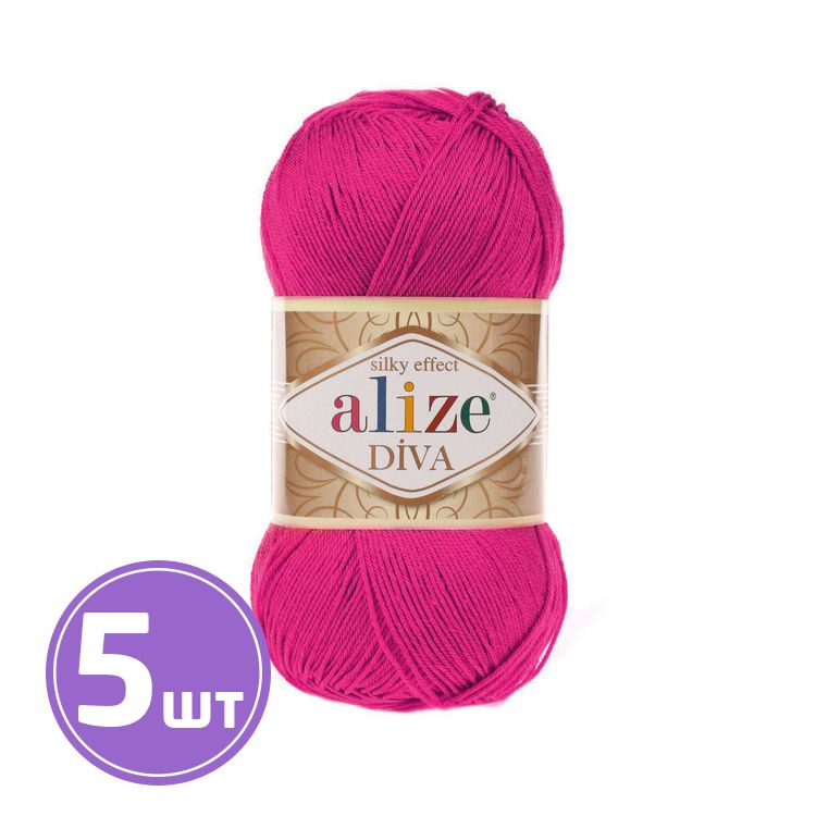 

Пряжа ALIZE Diva Silk effekt 149, мальва, 5 шт. по 100 г, Розовый