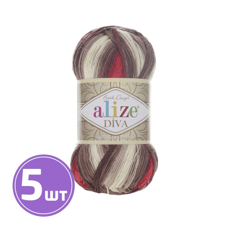

Пряжа ALIZE Diva batik design 4574, мультиколор, 5 шт. по 100 г, Разноцветный