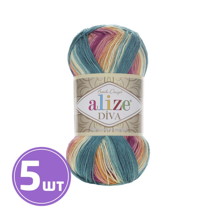 

Пряжа ALIZE Diva batik design 4572, мультиколор, 5 шт. по 100 г, Разноцветный