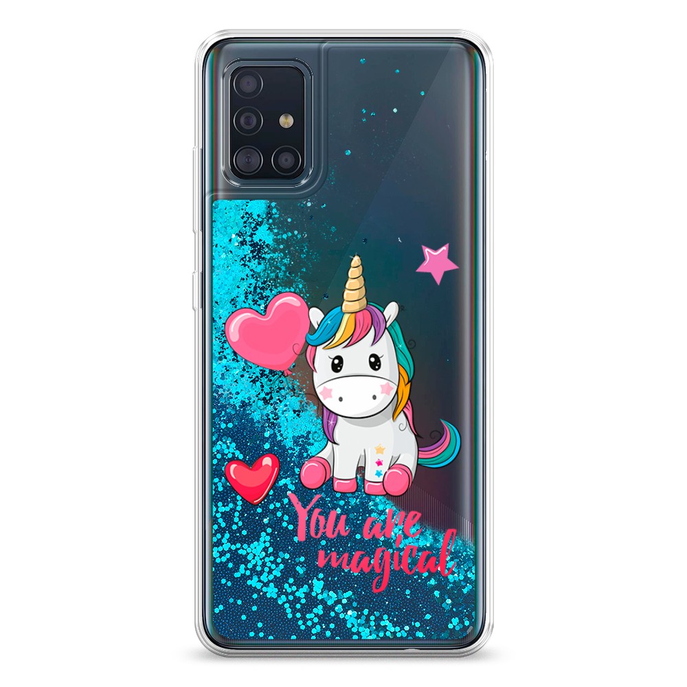

Жидкий чехол с блестками "Волшебная единорожка" на Samsung Galaxy A51