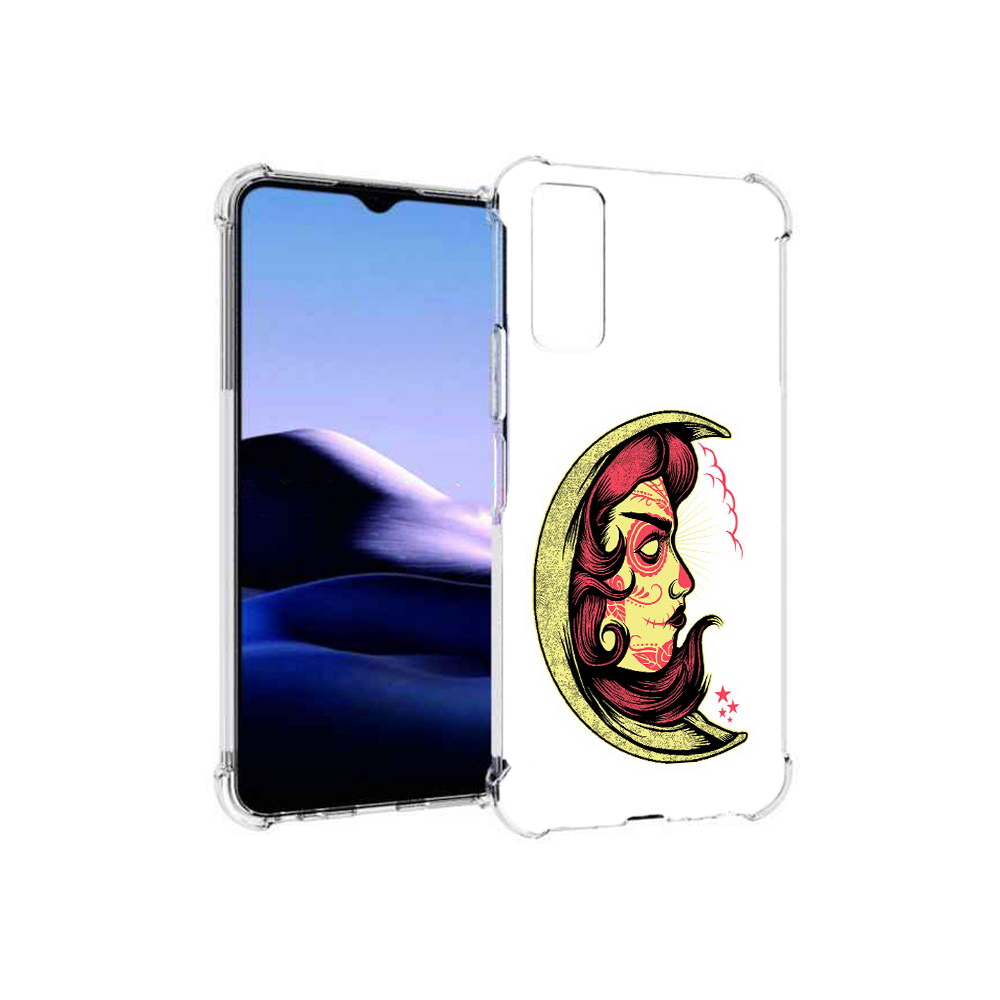 

Чехол MyPads Tocco для Vivo Y20 желтый полумесяц с лицом девушки (PT154038.379.346), Прозрачный, Tocco