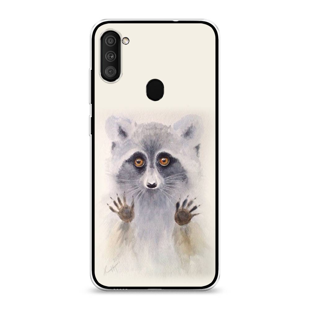 

Чехол на Samsung Galaxy M11 "Енот за стеклом", Бежевый;серый, 2100650-4