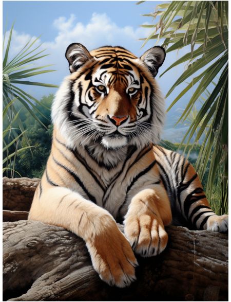 

Алмазная мозаика на подрамнике Тигр, 70x50 см, 50 цветов, 67320, ПРА-458