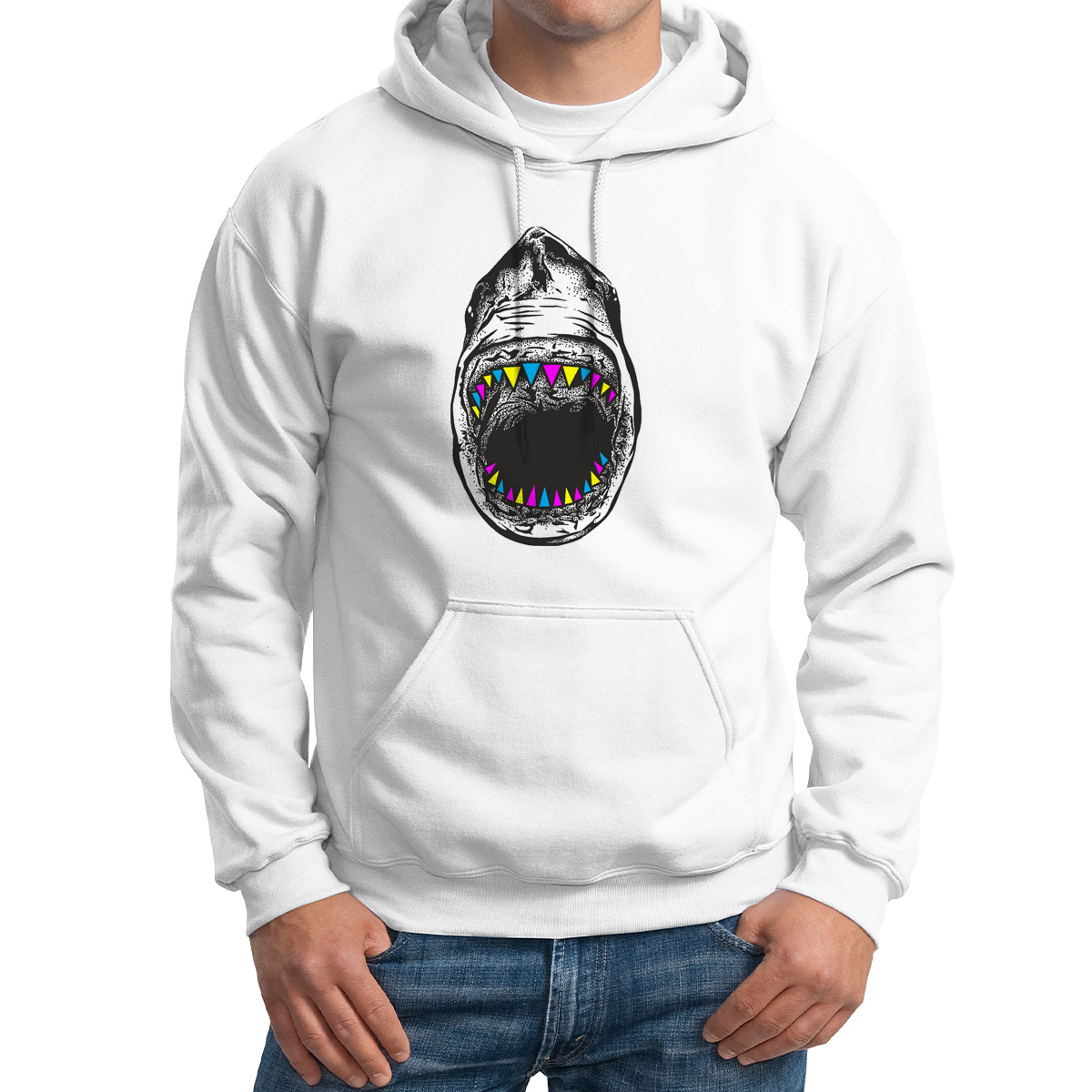 

Худи унисекс CoolPodarok акула белое 46 RU, M0114277