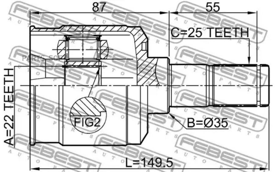

FEBEST Шрус FEBEST 2211-SORR