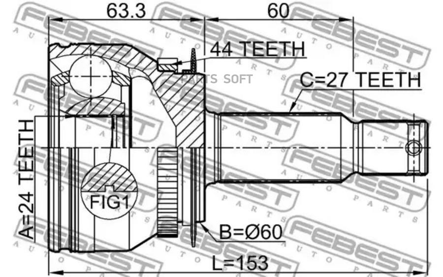 

FEBEST Шрус FEBEST 2210-CER15A44