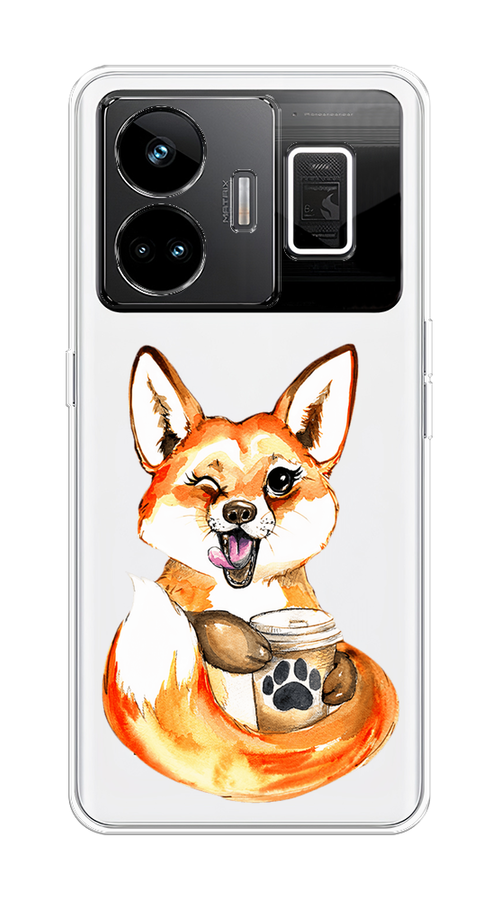 

Чехол на Realme GT Neo 5 5G/GT 3 "Подмигивающая лиса с кофе", Оранжевый;белый;коричневый, 2513650-4