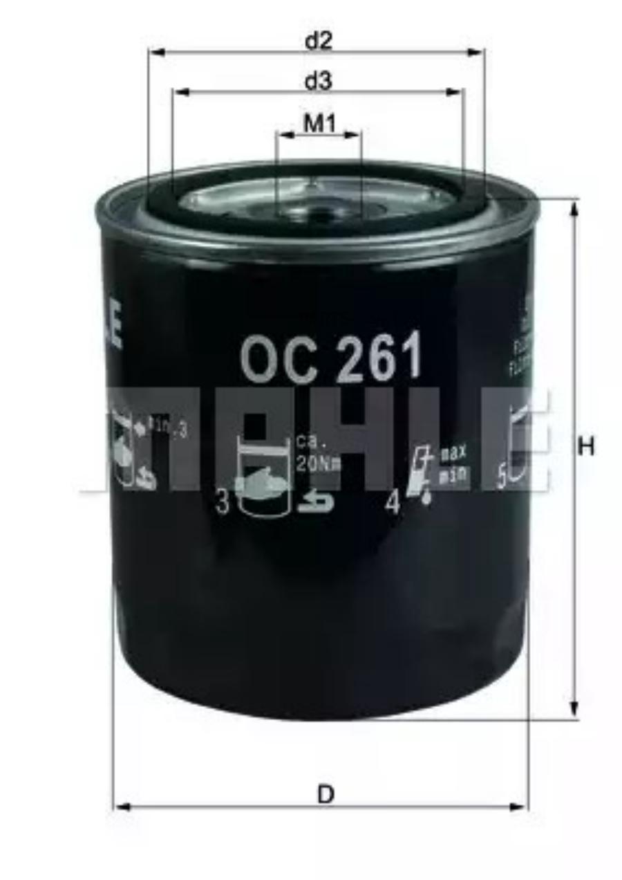 

Фильтр масляный KNECHT/MAHLE OC261