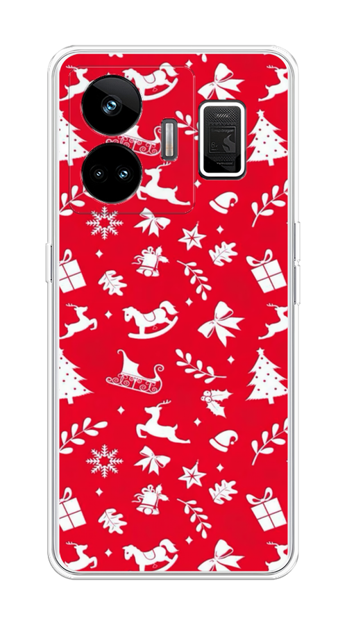 

Чехол на Realme GT Neo 5 5G/GT 3 "Красный новогодний фон", Красный;белый, 2513650-5