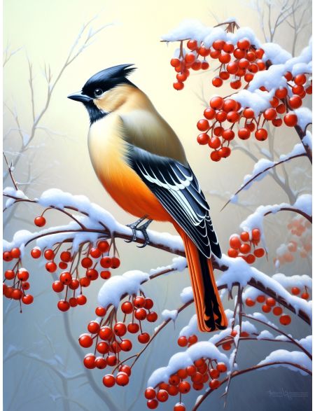 

Алмазная мозаика на подрамнике Рябина в снегу, 40x30 см, 49 цветов, 67259, ПРА-452