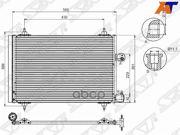 

Радиатор Кондиционера Citroen C5 04-08/С5 08-/ Peugeot 407 04- Sat арт. ST-PG03-394-0