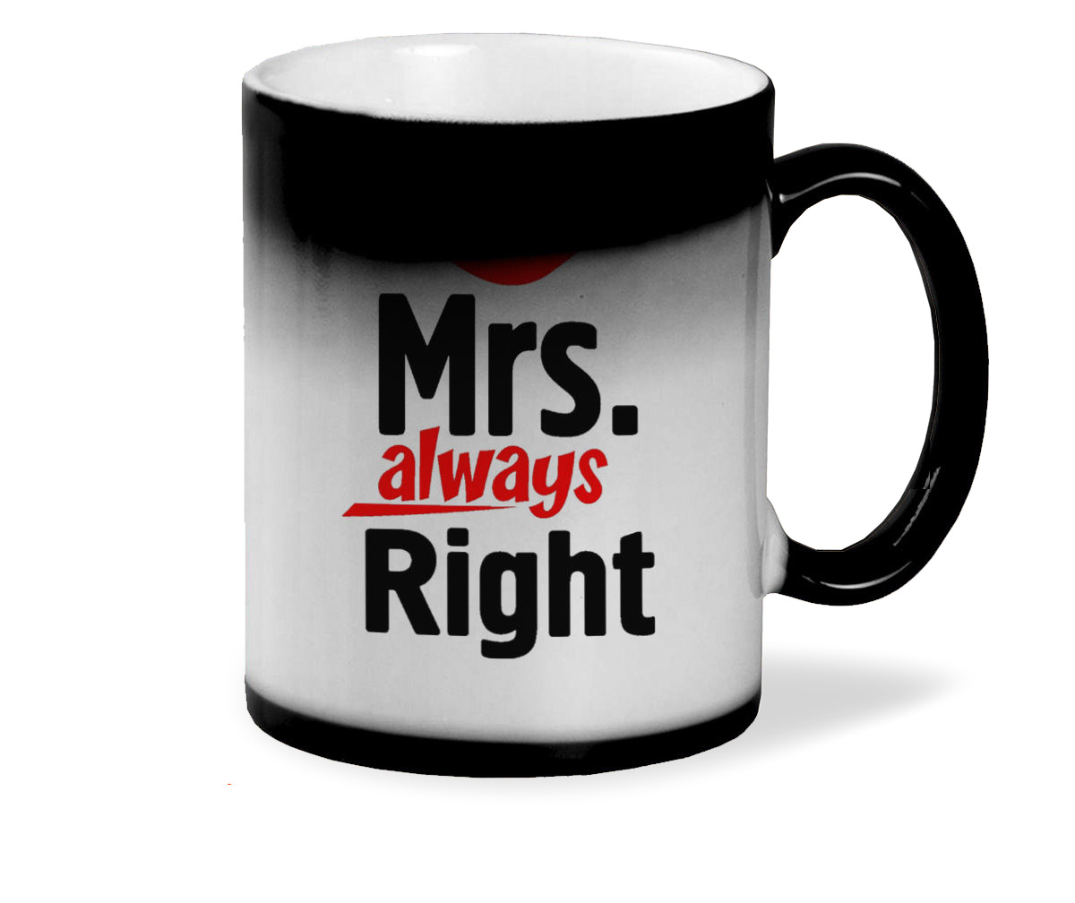 фото Кружка хамелеон черный coolpodarok mrs always right миссис всегда права