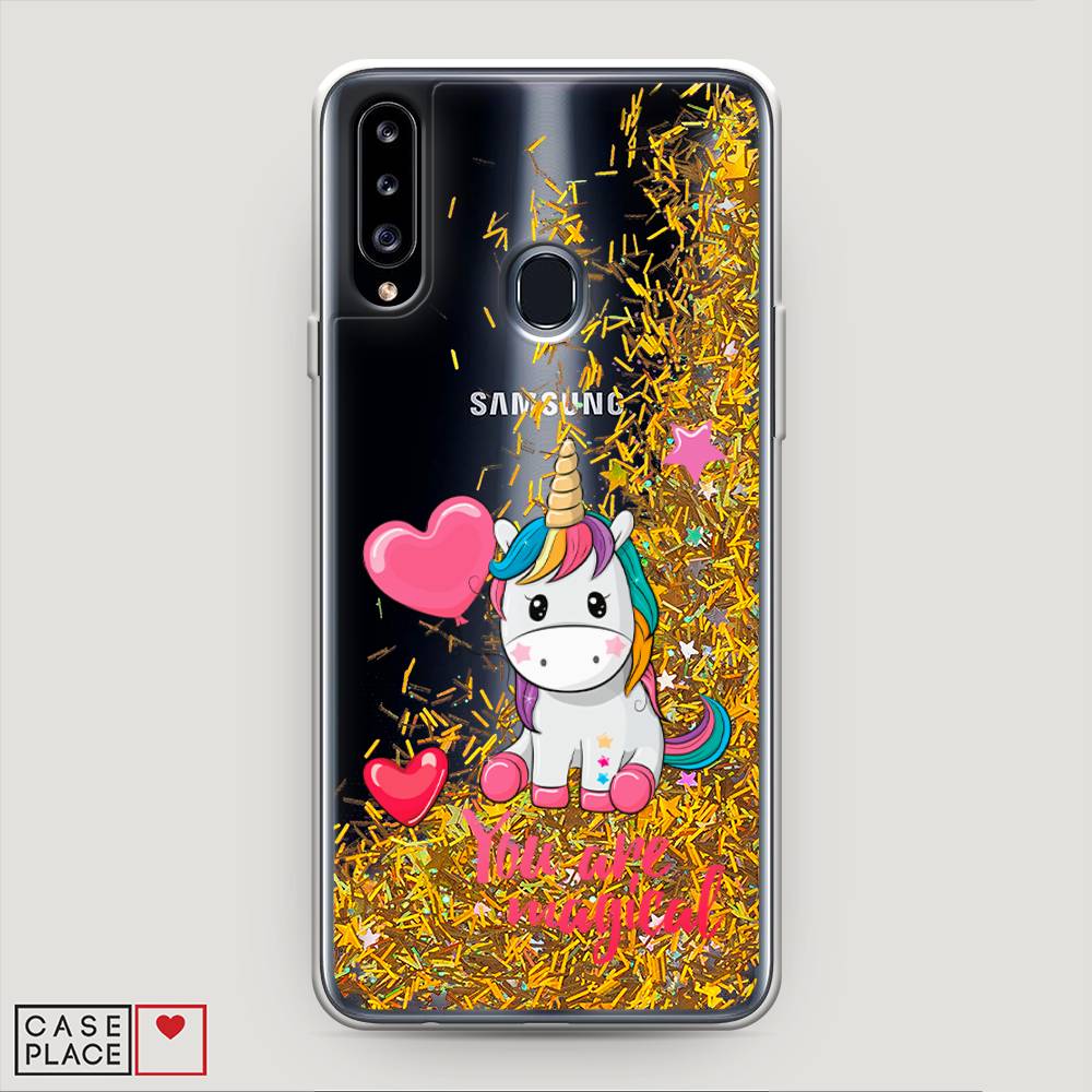 

Жидкий чехол с блестками "Волшебная единорожка" на Samsung Galaxy A20s, 2100890-1