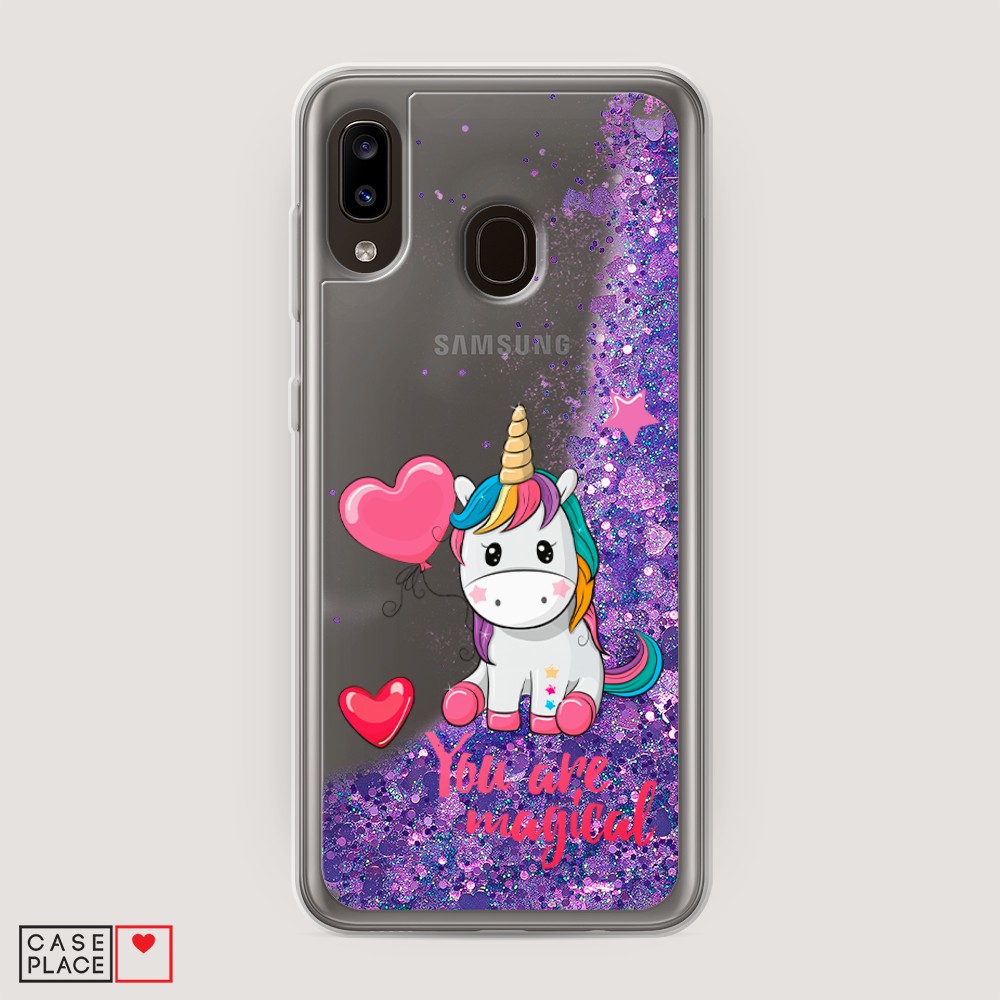 

Жидкий чехол с блестками "Волшебная единорожка" на Samsung Galaxy A20, 27692-1