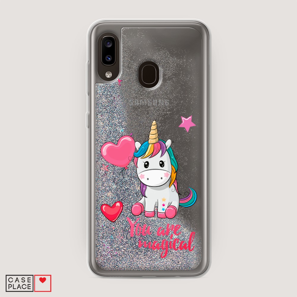

Жидкий чехол с блестками "Волшебная единорожка" на Samsung Galaxy A20, 27691-1
