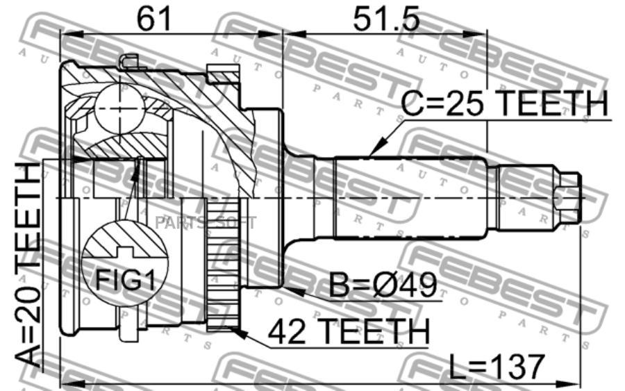 

FEBEST Шрус FEBEST 0710-SY415A42