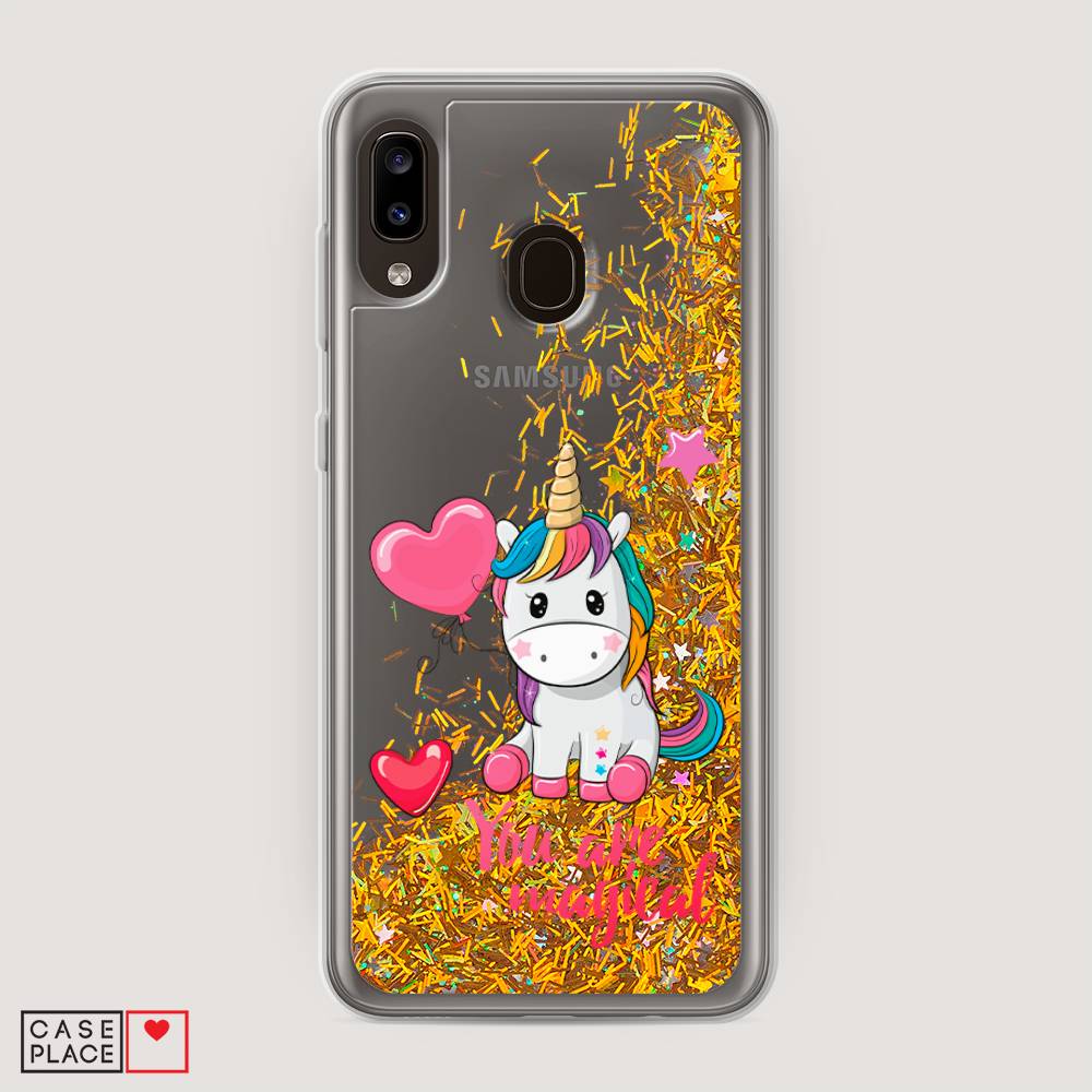 

Жидкий чехол с блестками "Волшебная единорожка" на Samsung Galaxy A20, 27690-1