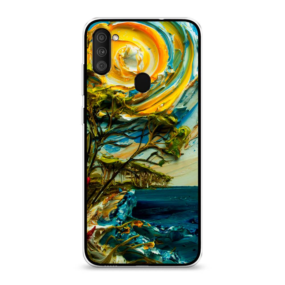 

Чехол на Samsung Galaxy M11"Солнце живопись", Желтый;синий, 2100650-4